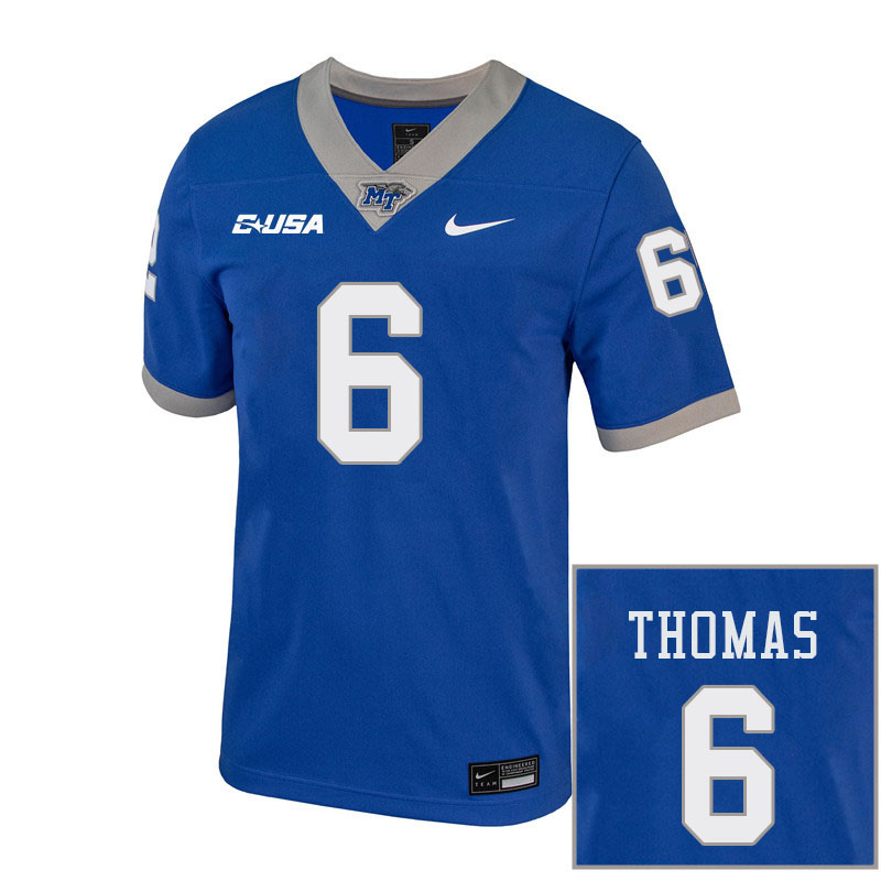 Men-Youth #6 Jakobe Thomas Middle Tennessee State Blue Raiders 2023 College Football Jerseys Stitche